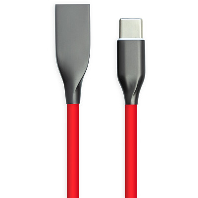Кабель USB 2.0 AM - Type-C 1м - супергибкий силикон, красный, 2.4А