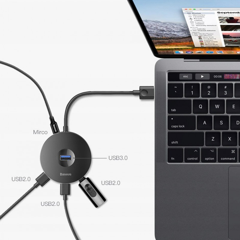 Хаб разветвитель USB 3.0 HUB Baseus Round Box C30A-03 CAHUB-F01 на 5 портов USB