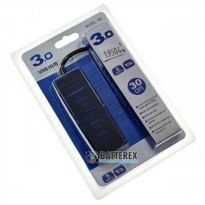 USB HUB на 4 порта USB для зарядки и передачи данных - длина кабеля 0.3м