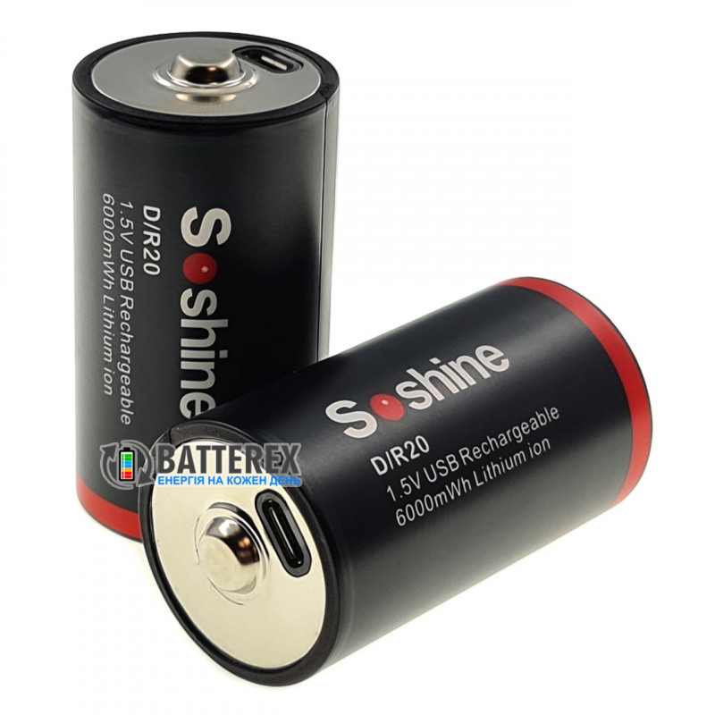 Литиевый аккумулятор D R20 Li-ion Soshine 6000mWh 1.5V Protected micro-USB поштучно от 1 шт. Литиевый аккумулятор D R20 Li-ion Soshine 6000mWh 1.5V Protected micro-USB поштучно от 1 шт.