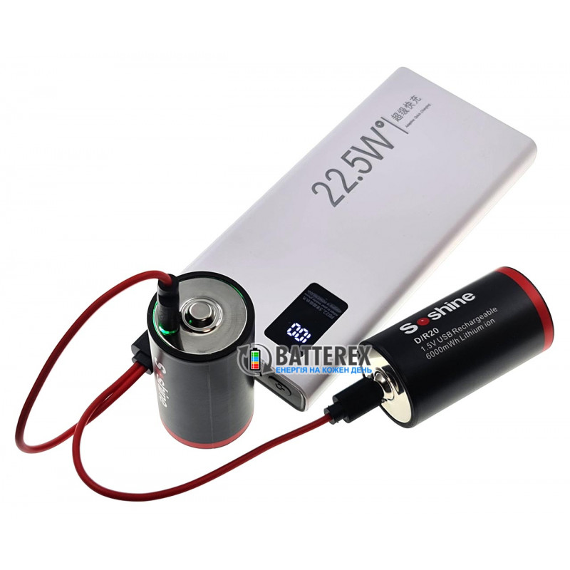 Литиевый аккумулятор D R20 Li-ion Soshine 6000mWh 1.5V Protected micro-USB поштучно от 1 шт. Литиевый аккумулятор D R20 Li-ion Soshine 6000mWh 1.5V Protected micro-USB поштучно от 1 шт.