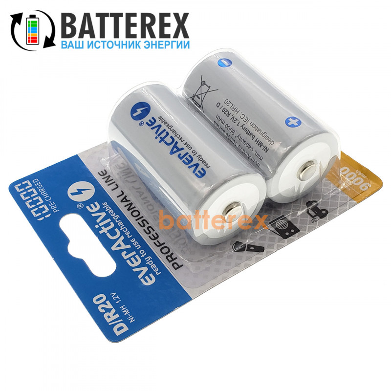 Аккумулятор R20 D Everactive 10000 mah Ready to use от 1 шт.