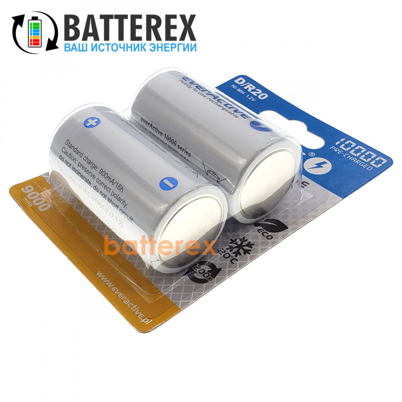 Аккумулятор R20 D Everactive 10000 mah Ready to use от 1 шт.