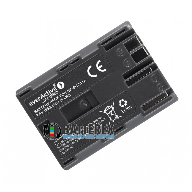 Aккумулятор Everactive CamPro Canon BP-511/511A (EVB021) 7.4V 1600mah 11.8Wh Aккумулятор Everactive CamPro Canon BP-511/511A (EVB021) 7.4V 1600mah 11.8Wh
