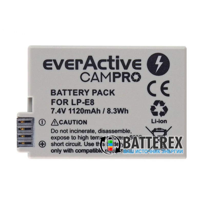 Aккумулятор Everactive CamPro Canon LP-E8 7.4V 1120mah для Canon 550D, 600D, 650D, 700D