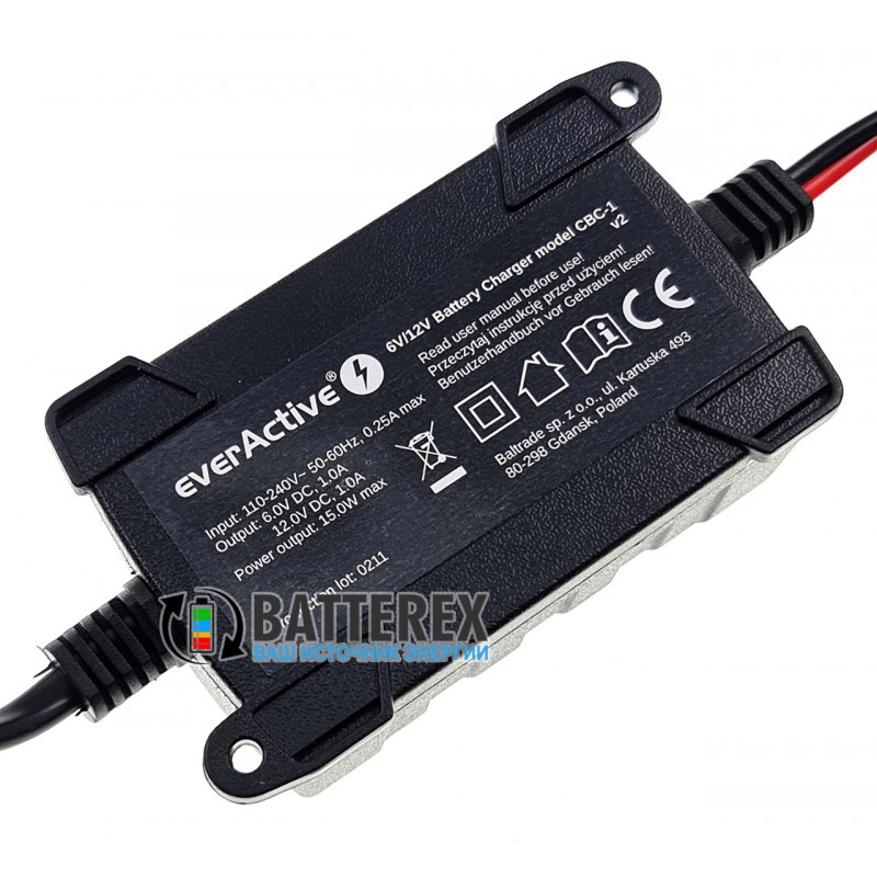 Зарядное устройство EverActive CBC-1 для автомобильных аккумуляторов 6V/12V Зарядное устройство EverActive CBC-1 для автомобильных аккумуляторов 6V/12V