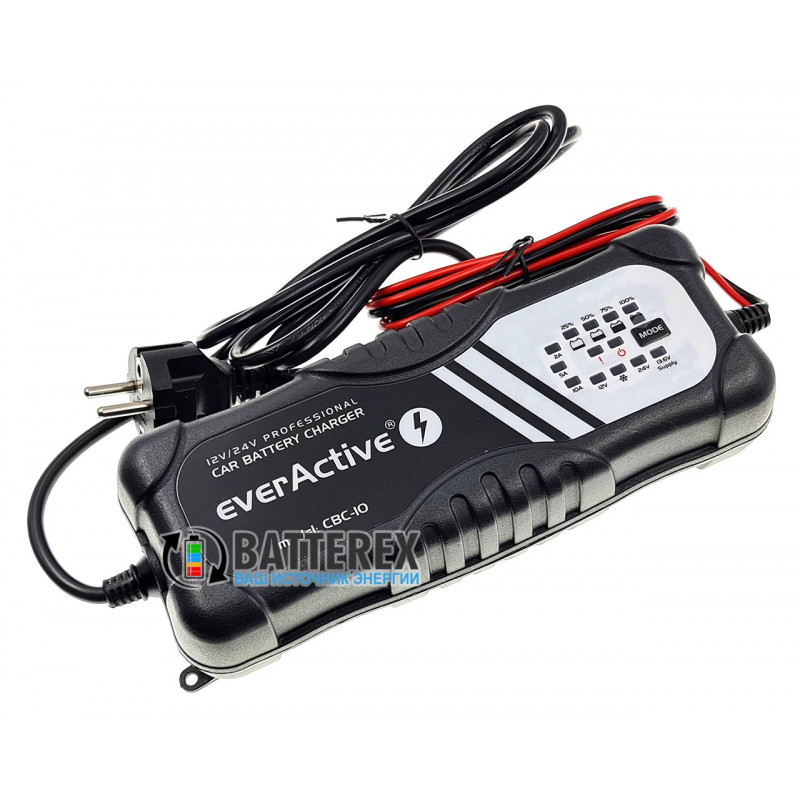 Зарядное устройство EverActive CBC-10 для автомобильных аккумуляторов 12V/24V Зарядное устройство EverActive CBC-10 для автомобильных аккумуляторов 12V/24V