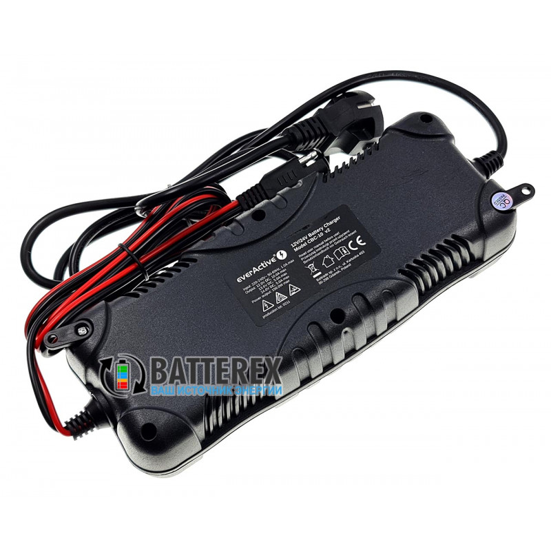 Зарядное устройство EverActive CBC-10 для автомобильных аккумуляторов 12V/24V Зарядное устройство EverActive CBC-10 для автомобильных аккумуляторов 12V/24V