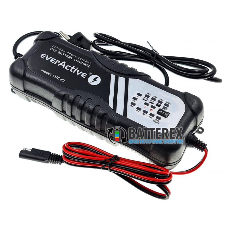 Зарядное устройство EverActive CBC-10 для автомобильных аккумуляторов 12V/24V Зарядное устройство EverActive CBC-10 для автомобильных аккумуляторов 12V/24V
