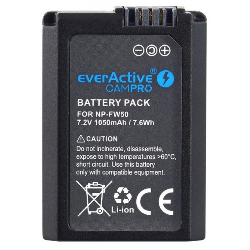 Аккумулятор для камеры Sony NP-FW50 (EVB001) EverActive CamPRO 7.2V 1050mah 7.6Wh Аккумулятор для камеры Sony NP-FW50 (EVB001) EverActive CamPRO 7.2V 1050mah 7.6Wh