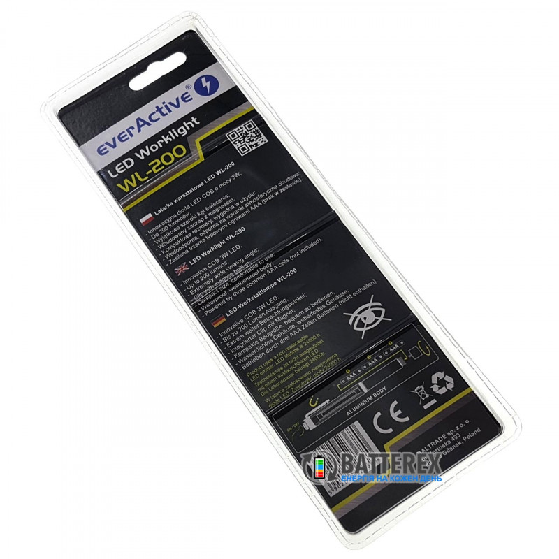 Ручной фонарь Everactive WL-200 COB 3W LED с поворотной клипсой и магнитом