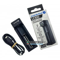 EverActive LC100 - 1-канальное зарядное устройство для Li-ion аккумуляторов разных размеров (18650, 21700, 26650, 14500, CR123A и др.) EverActive LC100 - 1-канальное зарядное устройство для Li-ion аккумуляторов разных размеров (18650, 21700, 26650, 14500, CR123A и др.)