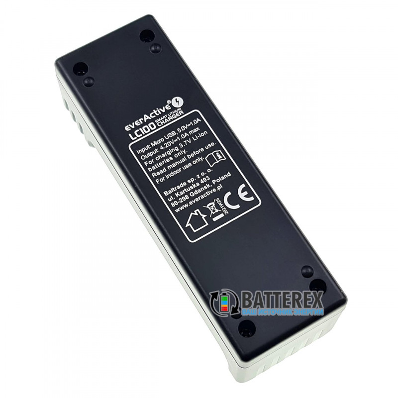 Зарядное устройство EverActive LC100 для Li-ion аккумулятора 18650, 21700, 26650, 14500, 16340