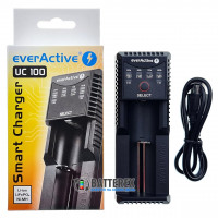 EverActive UC 100 - универсальная зарядка для аккумуляторов NiMH, Li-ion, LiFePO4 с функцией Повербанк EverActive UC 100 - универсальная зарядка для аккумуляторов NiMH, Li-ion, LiFePO4 с функцией Повербанк