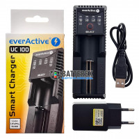 EverActive UC 100 + USB Liitokala 5V 2A - универсальная зарядка для аккумуляторов NiMH, Li-ion, LiFePO4 с функцией Повербанк + сетевой USB адаптер EverActive UC 100 + USB Liitokala 5V 2A - универсальная зарядка для аккумуляторов NiMH, Li-ion, LiFePO4 с функцией Повербанк + сетевой USB адаптер
