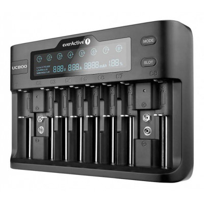 Everactive UC 800 - универсальное зарядное устройство на 8 аккумуляторов Li-ion/LiFePO4/NiMH + 2 канала для аккумуляторов Крона