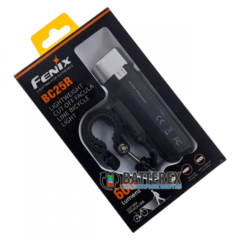 Велосипедный фонарь Fenix BC25R 600 люмен с креплением на руль и зарядкой от USB