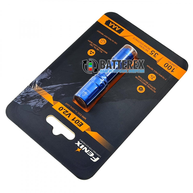 Фонарь-брелок Fenix E01 V2.0 Blue - цвет синий Фонарь-брелок Fenix E01 V2.0 Blue - цвет синий