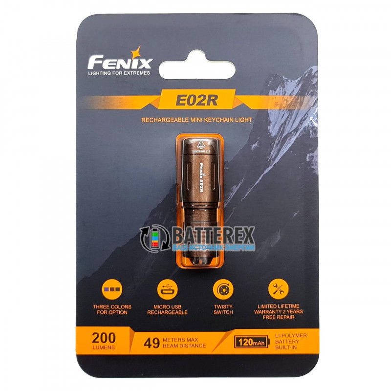 Фонарь-брелок Fenix E02R Bronze - цвет бронзовый/коричневый