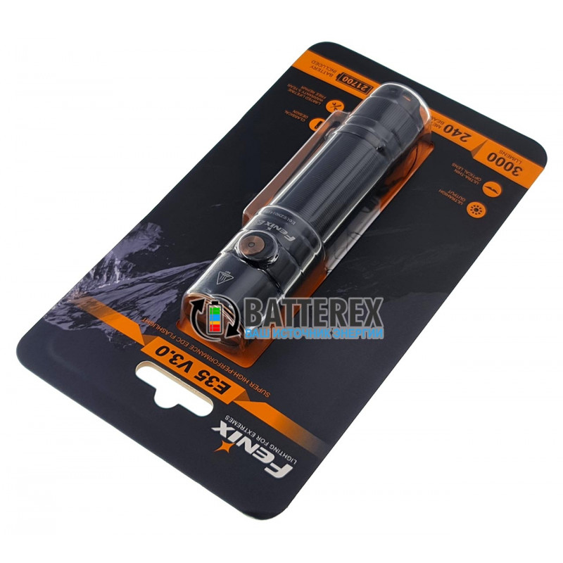 Фонарь Fenix E35 V3.0 3000 люмен + аккумулятор 21700 Fenix 5000mah с зарядкой от USB Type-C - оригинал Фонарь Fenix E35 V3.0 3000 люмен + аккумулятор 21700 Fenix 5000mah с зарядкой от USB Type-C - оригинал