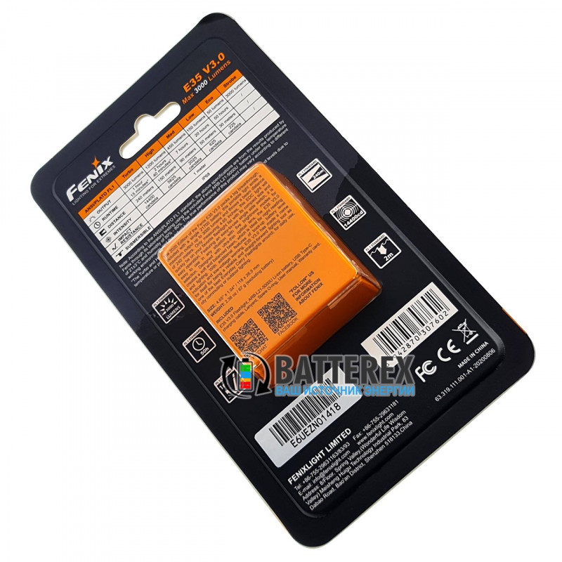Фонарь Fenix E35 V3.0 3000 люмен + аккумулятор 21700 Fenix 5000mah с зарядкой от USB Type-C - оригинал Фонарь Fenix E35 V3.0 3000 люмен + аккумулятор 21700 Fenix 5000mah с зарядкой от USB Type-C - оригинал