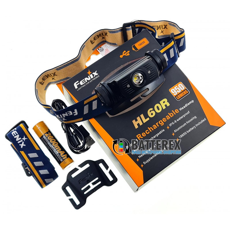Налобный фонарь Fenix HL60R со встроенной USB зарядкой + аккумулятор 18650 Fenix 2600mah Налобный фонарь Fenix HL60R со встроенной USB зарядкой + аккумулятор 18650 Fenix 2600mah