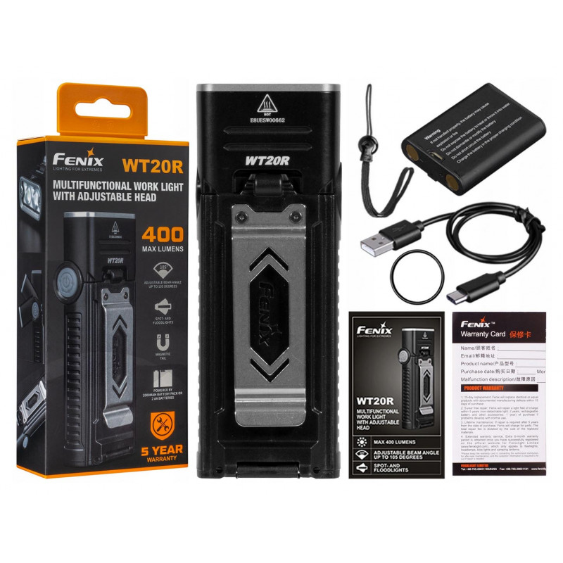 Фонарь Fenix WT20R 400 люмен + аккумулятор Li-Pol 2000mah с зарядкой от USB - оригинал Фонарь Fenix WT20R 400 люмен + аккумулятор Li-Pol 2000mah с зарядкой от USB - оригинал