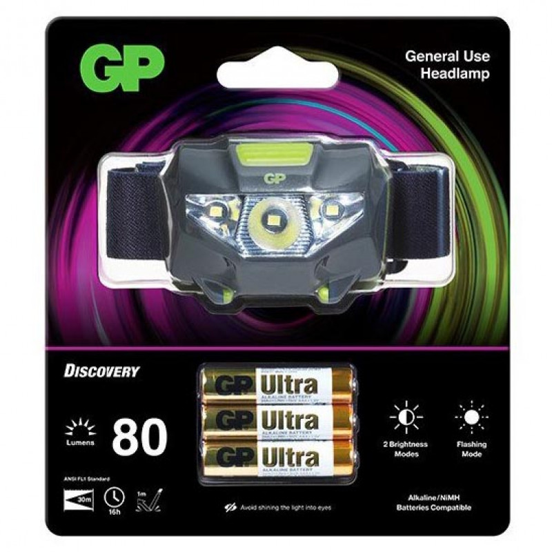 Налобный фонарь GP Discovery CH32 80lm с защитой от воды