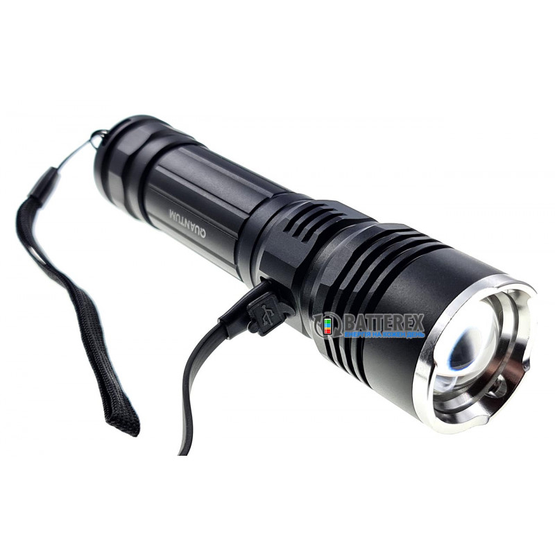 Фонарь ручной Quantum Solid-M QM-FL1020-CB 700lm с регулировкой фокуса и зарядкой от USB