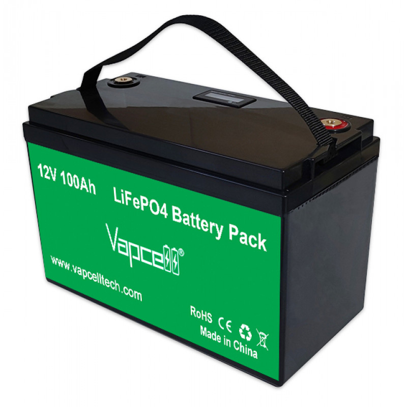 Аккумулятор LiFePO4 LFP Vapcell 12V 100Ah BMS LCD клемма M8