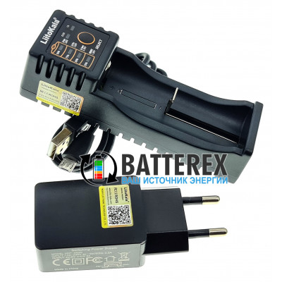 LiitoKala Lii-100B - зарядка на 1 аккумулятор AA, AAA, Li-ion, LiFePO4 (версия без функции Powerbank) + сетевой USB адаптер Liitokala 5V 2A
