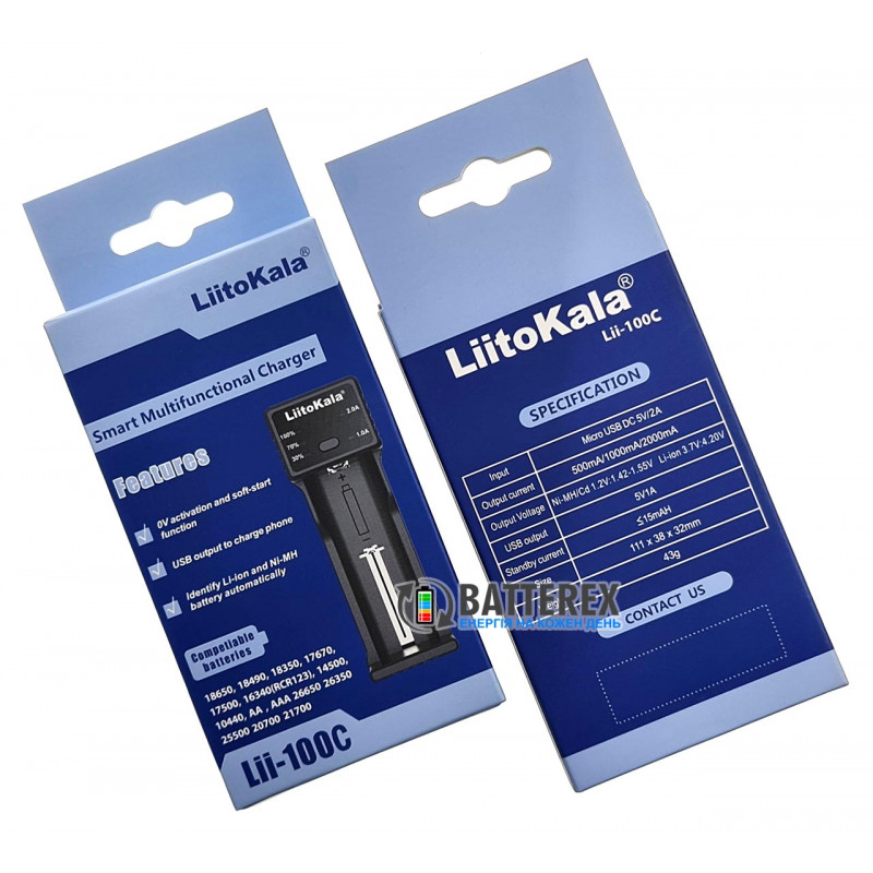 Зарядное устройство LiitoKala Lii-100C для аккумуляторов AA, AAA и Li-ion с функцией Повербанк и выбором тока заряда 1-2А Зарядное устройство LiitoKala Lii-100C для аккумуляторов AA, AAA и Li-ion с функцией Повербанк и выбором тока заряда 1-2А