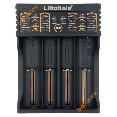 LiitoKala Lii-402 - зарядное устройство на 4 аккумулятора NiMH и Li-ion/LiFePO4 с функцией PowerBank и переключением тока заряда 0.5/0.7/1/2А