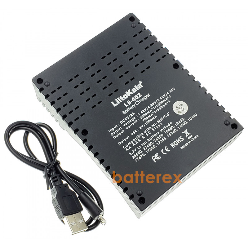 LiitoKala Lii-402 - 4х-канальное зарядное устройство для аккумуляторов AA, AAA и Li-ion/LiFePO4 с функцией PowerBank и выбором тока заряда 0.5/0.7/1/2А LiitoKala Lii-402 - 4х-канальное зарядное устройство для аккумуляторов AA, AAA и Li-ion/LiFePO4 с функцией PowerBank и выбором тока заряда 0.5/0.7/1/2А