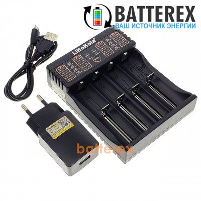LiitoKala Lii-402 (универсальное зарядное на 4 аккумулятора с функцией Powerbank) + сетевой USB адаптер Liitokala 5V 2A