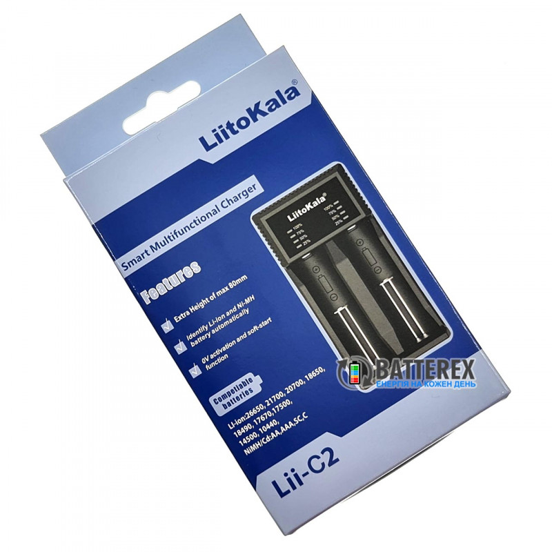 Зарядное устройство LiitoKala Lii-C2 для аккумуляторов AA, AAA и Li-ion с поддержкой длинных аккумуляторов до 80мм Зарядное устройство LiitoKala Lii-C2 для аккумуляторов AA, AAA и Li-ion с поддержкой длинных аккумуляторов до 80мм