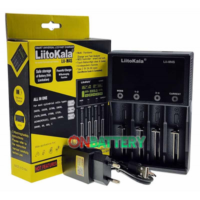 LiitoKala Lii-M4S + USB Liitokala 5V 2A - интеллектуальное USB зарядное устройство для NiMH/Li-ion аккумуляторов с разрядом, тестом, функцией Повербанк + сетевой USB адаптер