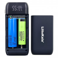 Liitokala Lii-MP2 Grey - повербанк на 2 аккумулятора 18650/21700 с быстрым зарядом QC3.0 и PD3.0 - серый/чёрный