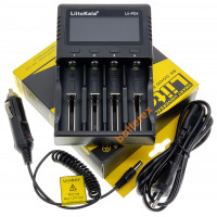 LiitoKala Lii-PD4 + автоадаптер 12V - универсальное 4х-канальное зарядное устройство (цифровой дисплей, ток заряда до 2А)