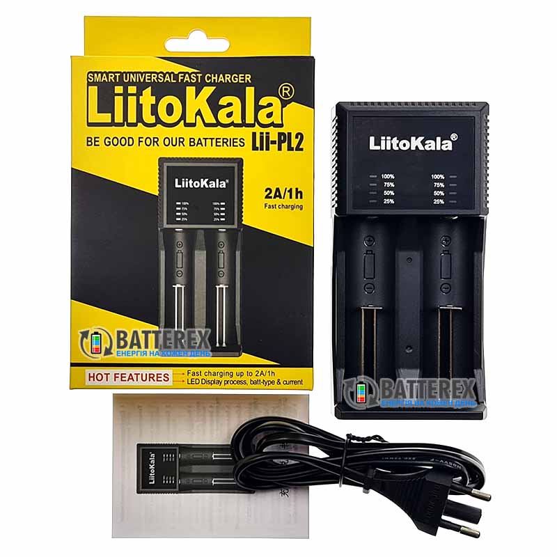 Сетевое зарядное устройство LiitoKala Lii-PL2 на 2 канала для аккумуляторов AA, AAA и Li-ion с поддержкой длинных аккумуляторов до 79мм Сетевое зарядное устройство LiitoKala Lii-PL2 на 2 канала для аккумуляторов AA, AAA и Li-ion с поддержкой длинных аккумуляторов до 79мм