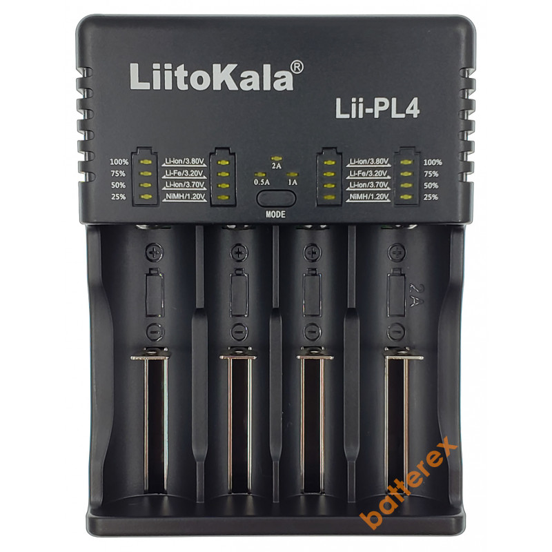 LiitoKala Lii-PL4 - сетевое зарядное устройство на 4 аккумулятора Ni-MH/Li-ion/LiFePO4 (ток заряда 0,5A/1A/2A)