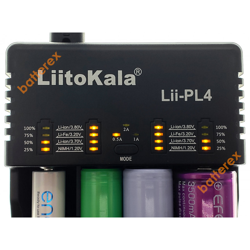 LiitoKala Lii-PL4 - сетевое зарядное устройство на 4 аккумулятора Ni-MH/Li-ion/LiFePO4 (ток заряда 0,5A/1A/2A)