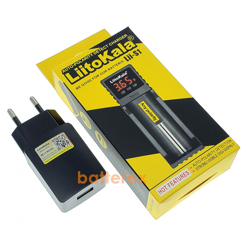 Зарядное устройство LiitoKala Lii-S1 на 1 аккумулятор Li-ion/NiMH + сетевой USB адаптер Liitokala 5V 2A Зарядное устройство LiitoKala Lii-S1 на 1 аккумулятор Li-ion/NiMH + сетевой USB адаптер Liitokala 5V 2A