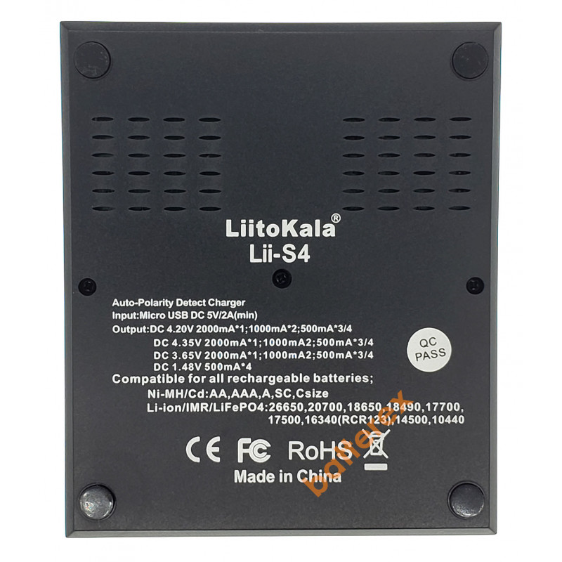 LiitoKala Lii-S4 - 4-канальное зарядное устройство для аккумуляторов Ni-MH/Li-ion/LiFePO4 c дисплеем и выбором тока заряда 0,5A/1A/2A