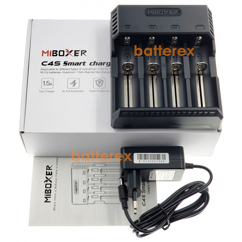 MIBOXER C4S - зарядка на 4 аккумулятора Li-ion/NiMH с током заряда до 1,5А с гарантией 12 месяцев