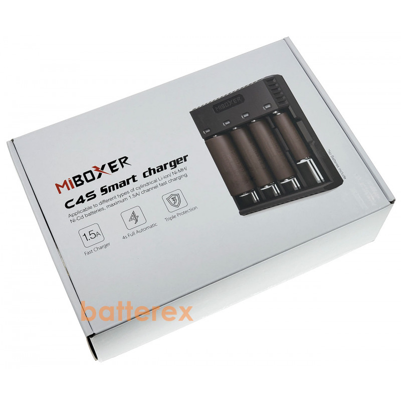 MIBOXER C4S - зарядка на 4 аккумулятора Li-ion/NiMH с током заряда до 1,5А с гарантией 12 месяцев