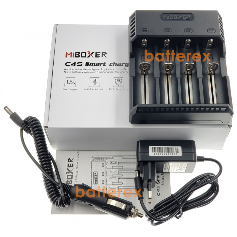 MIBOXER C4S + автоадаптер - зарядка на 4 аккумулятора Li-ion/NiMH с током заряда до 1,5А с гарантией 12 месяцев MIBOXER C4S + автоадаптер - зарядка на 4 аккумулятора Li-ion/NiMH с током заряда до 1,5А с гарантией 12 месяцев