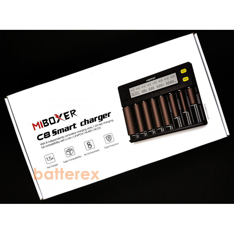 MIBOXER C8 - 8-канальное зарядное устройство для аккумуляторов Ni-MH, Ni-Cd, Li-ion, LiFePO4 MIBOXER C8 - 8-канальное зарядное устройство для аккумуляторов Ni-MH, Ni-Cd, Li-ion, LiFePO4
