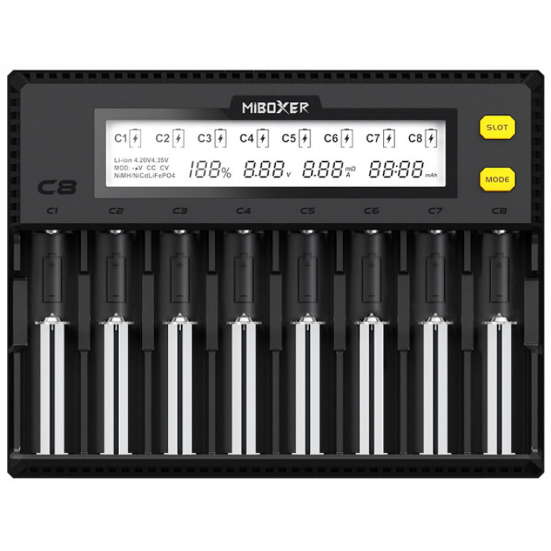 MIBOXER C8 - 8-канальное зарядное устройство для аккумуляторов Ni-MH, Ni-Cd, Li-ion, LiFePO4 MIBOXER C8 - 8-канальное зарядное устройство для аккумуляторов Ni-MH, Ni-Cd, Li-ion, LiFePO4