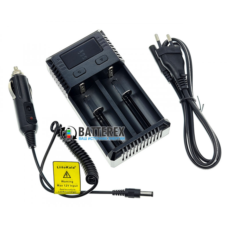 Универсальное зарядное устройство Nitecore NEW i2 на 2 аккумулятора Li-ion/LiFePO4/Ni-MH + автоадаптер Liitokala 12V
